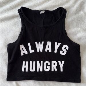 Black Crop Top with White Text
